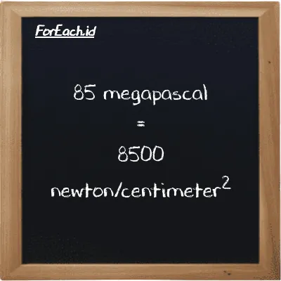 85 megapascal is equivalent to 8500 newton/centimeter<sup>2</sup> (85 MPa is equivalent to 8500 N/cm<sup>2</sup>)